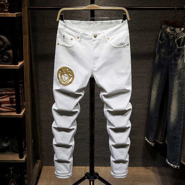 men's jeans designer spring and autumn fashion brand pure white jeans men's slim fit leisure feet korean version simple elastic pa, Blue
men's jeans designer spring and autumn fashion brand pure white jeans men's slim fit leisure feet korean version simple elastic pa, Blue