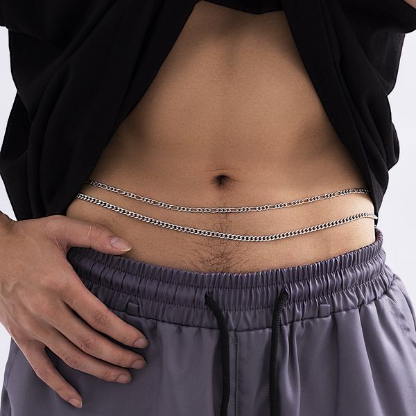 waist chain for men beach body chain belly double chain adjustable hip hop jewelry, Silver
waist chain for men beach body chain belly double chain adjustable hip hop jewelry, Silver