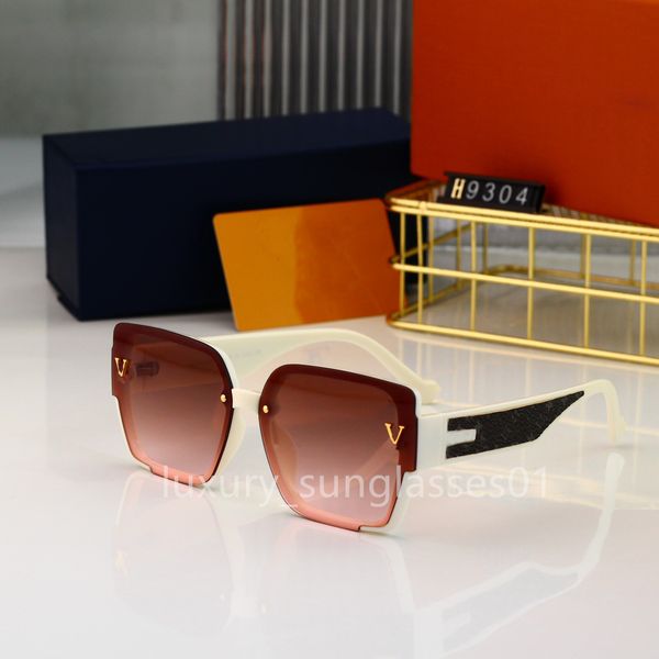 

brand designer sunglass 9304 metal hinge sunglasses men glasses women sun glass uv400 lens with cases and box, White;black