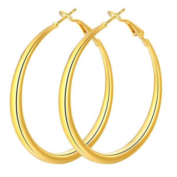 

Elegant 18K Real Gold Silver Plated Big Hoop Earrings for Women Large Round Huggie Earring Fashion Design with Real S925 Sterling Silver Earnail Needle Anti-allergy