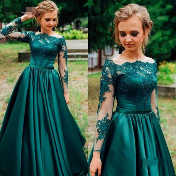 emerald green evening dresses bateau neck sheer illusion full sleeves appliques a-line satin vestidos de gala long prom gown, Black;red
emerald green evening dresses bateau neck sheer illusion full sleeves appliques a-line satin vestidos de gala long prom gown, Black;red