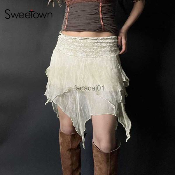 sweetown beige fairycore y2k asymmetrical hem mesh skirt women vintage aesthetic low waist a line summer holiday short skirts l230621, Black
sweetown beige fairycore y2k asymmetrical hem mesh skirt women vintage aesthetic low waist a line summer holiday short skirts l230621, Black