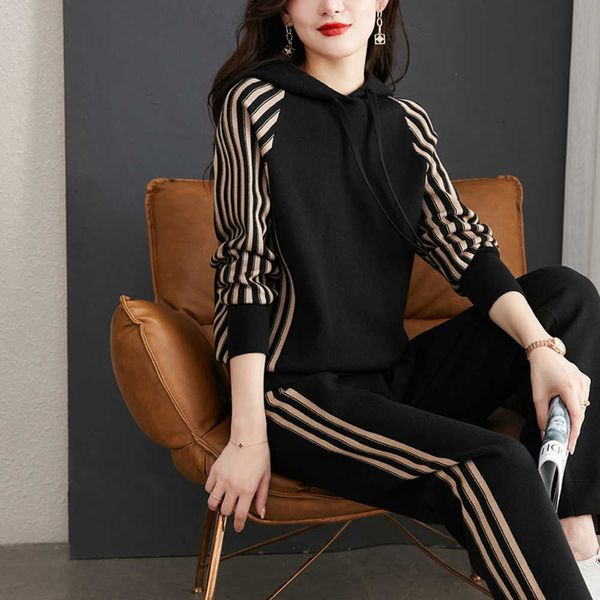 sportswear suit women's spring and autumn 2023 new knitting loose hooded sweater two-piece set jogging suits women sports tracksuits255, Gray
sportswear suit women's spring and autumn 2023 new knitting loose hooded sweater two-piece set jogging suits women sports tracksuits255, Gray