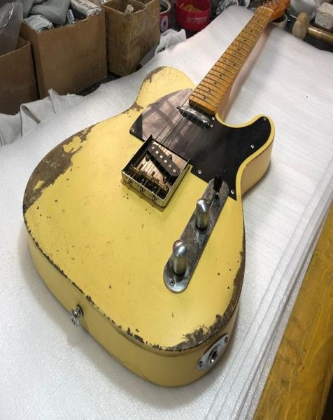 masterbuilt heavy relic yellow 1953 tele electric guitar ash body maple neck fingerboard 3 saddle bridge black pickguard6327177
masterbuilt heavy relic yellow 1953 tele electric guitar ash body maple neck fingerboard 3 saddle bridge black pickguard6327177