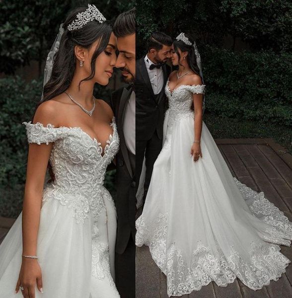 2020 gorgeous mermaid wedding dresses with detachable train lace appliqued pearls beads off the shouler bridal gowns3566118, White
2020 gorgeous mermaid wedding dresses with detachable train lace appliqued pearls beads off the shouler bridal gowns3566118, White