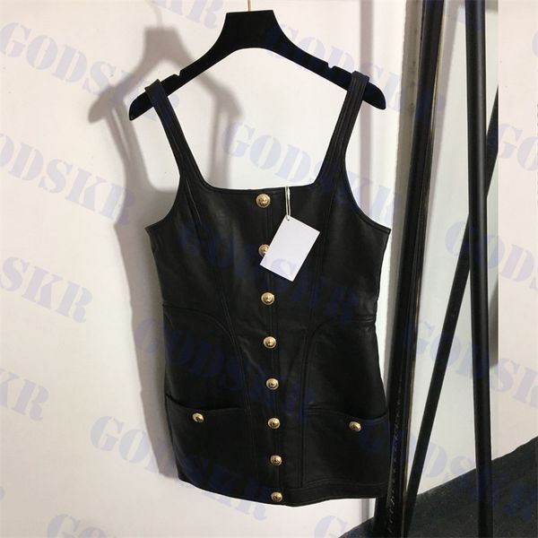 womens dresses designer leather skirt gold button strap dress black party skirts ladies clothes, Black;gray
womens dresses designer leather skirt gold button strap dress black party skirts ladies clothes, Black;gray