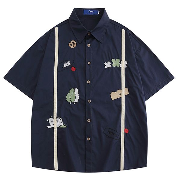 men s dress shirts retro cartoon fun embroiderey short sleeve mens summer casual single breasted loose lapel for men clothing 230629, White;black
men s dress shirts retro cartoon fun embroiderey short sleeve mens summer casual single breasted loose lapel for men clothing 230629, White;black