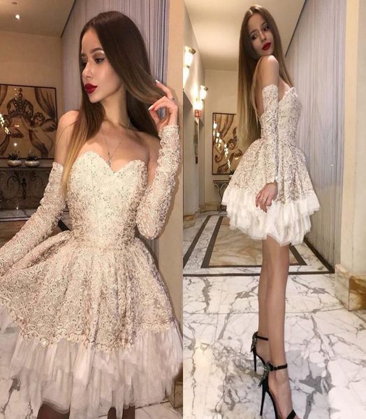 2018 lace short prom dresses sweetheart long sleeves backless tutu champagne short party dresses custom made1031326, Black
2018 lace short prom dresses sweetheart long sleeves backless tutu champagne short party dresses custom made1031326, Black