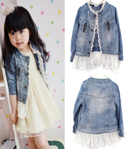 children girls jeans outerwears jacket kids lace coat long sleeve button denim jackets for girls 27y spring autumn fashion1287117, Blue;gray
children girls jeans outerwears jacket kids lace coat long sleeve button denim jackets for girls 27y spring autumn fashion1287117, Blue;gray