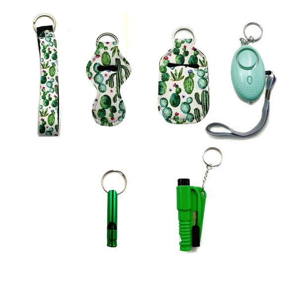 green new self-defending keychain six-piece strap wrist strap liquid bottle sleeve lipstick sleeve whistle window breaker security keychain, Silver
green new self-defending keychain six-piece strap wrist strap liquid bottle sleeve lipstick sleeve whistle window breaker security keychain, Silver