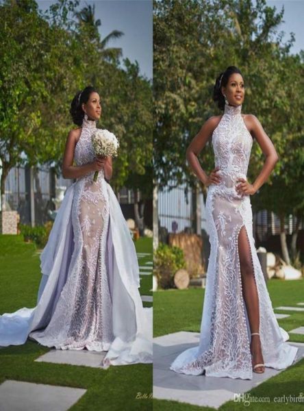2020 vintage high neck mermaid split side wedding dresses with detachable train luxury lace appliqued plus size african bridal gow3080231, White
2020 vintage high neck mermaid split side wedding dresses with detachable train luxury lace appliqued plus size african bridal gow3080231, White