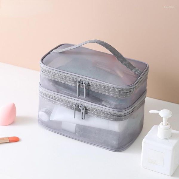 cosmetic bags double mesh transparent ladies bag multifunctional simple court style travel wash gray black storage
cosmetic bags double mesh transparent ladies bag multifunctional simple court style travel wash gray black storage