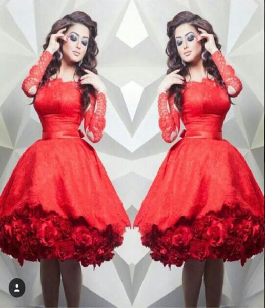 red cocktail dresses 2016 vestido de festa 3d handmade rose flowers sheer nude tulle crew neckline lace long sleeves short prom go7065297, Black
red cocktail dresses 2016 vestido de festa 3d handmade rose flowers sheer nude tulle crew neckline lace long sleeves short prom go7065297, Black