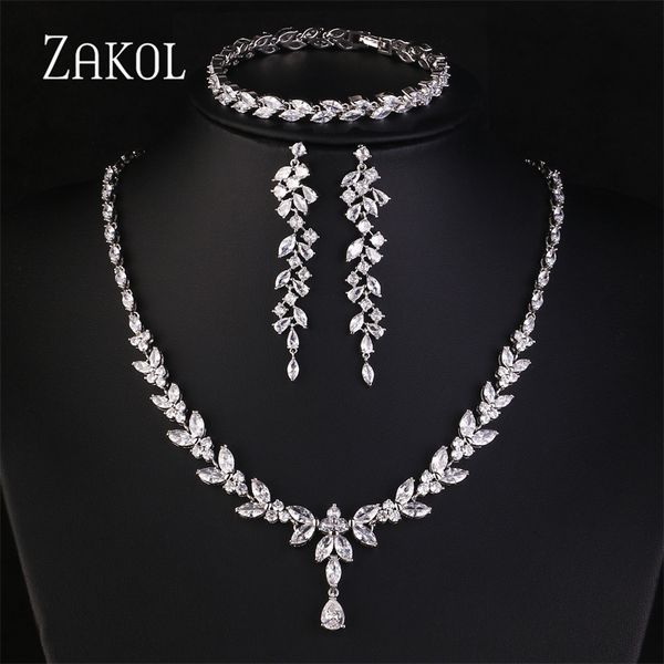 wedding jewelry sets zakol luxury cubic zirconia necklace earrings rings set for women shinny water drop leaf cz bridal 230627, Slivery;golden
wedding jewelry sets zakol luxury cubic zirconia necklace earrings rings set for women shinny water drop leaf cz bridal 230627, Slivery;golden