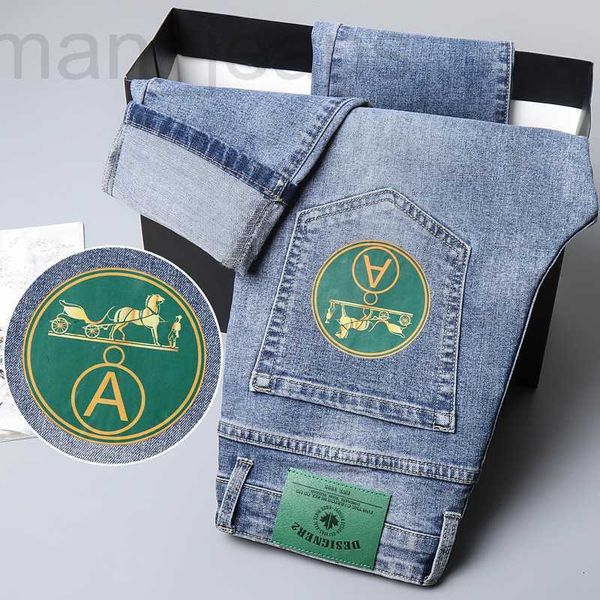 men's jeans designer spring new high end slim fit elastic light luxury casual long pants trendy cv76, Blue
men's jeans designer spring new high end slim fit elastic light luxury casual long pants trendy cv76, Blue