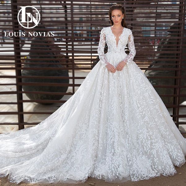 ball gown wedding dress 2023 long sleeve deep v-neck appliques beading princess dress for bride vestidos de novia, White
ball gown wedding dress 2023 long sleeve deep v-neck appliques beading princess dress for bride vestidos de novia, White