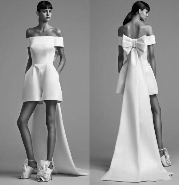 short jumpsuit wedding dress stain long train backless robes de mariee off shoulder elegant bride wedding gowns runway elopem3088130, White
short jumpsuit wedding dress stain long train backless robes de mariee off shoulder elegant bride wedding gowns runway elopem3088130, White
