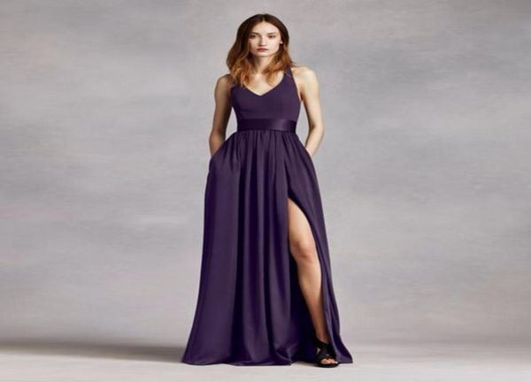 v neck halter neckline chiffon front slit bridesmaid dress vw360214 with sash wedding party or any special event6305884, White;pink
v neck halter neckline chiffon front slit bridesmaid dress vw360214 with sash wedding party or any special event6305884, White;pink