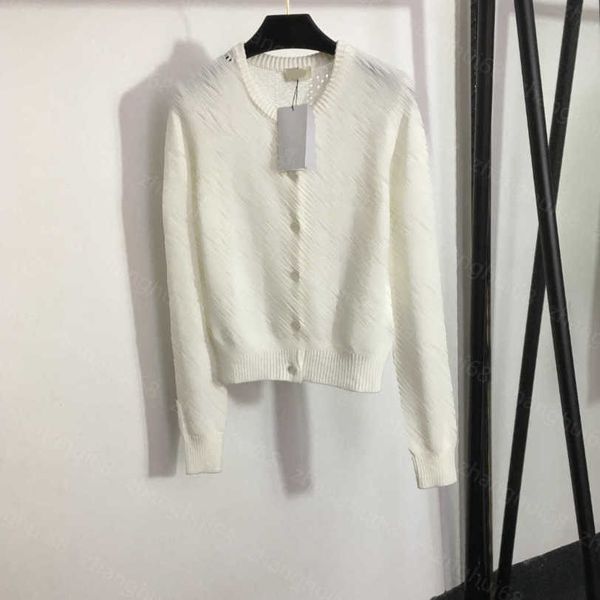 23ss womens designer clothing womens knits hollow knit crew neck long sleeve cardigan wool womens clothes a1, White
23ss womens designer clothing womens knits hollow knit crew neck long sleeve cardigan wool womens clothes a1, White