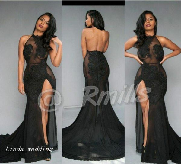 pretty open back south african prom dress illusion lace halter split long banquet evening party gown custom made plus size3016768, Black
pretty open back south african prom dress illusion lace halter split long banquet evening party gown custom made plus size3016768, Black