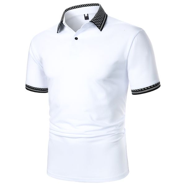 men s polos men polo shirt short sleeve solid color fashion casual summer in urban business lapel rib 230629, White;black 
men s polos men polo shirt short sleeve solid color fashion casual summer in urban business lapel rib 230629, White;black