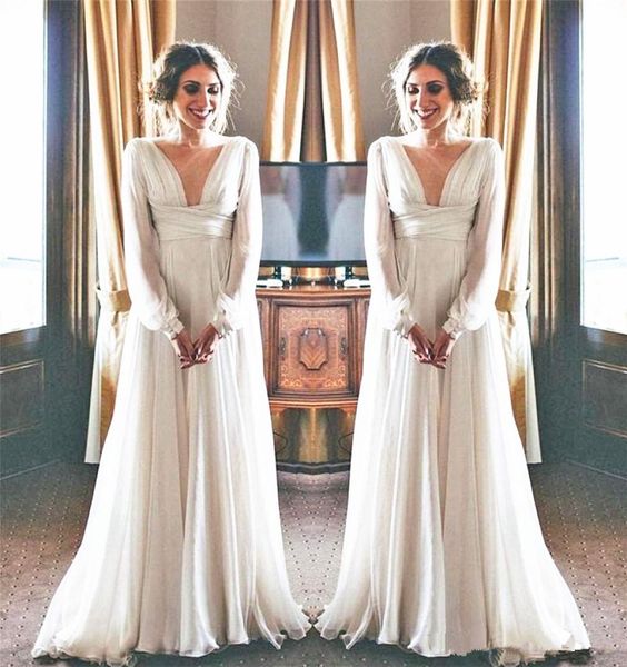 greek goddess style wedding dress long sleeve deep v neck flowing chiffon floor length graceful bridal gowns vestidos de noiva cus9017285, White
greek goddess style wedding dress long sleeve deep v neck flowing chiffon floor length graceful bridal gowns vestidos de noiva cus9017285, White