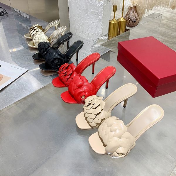 designer luxury the version of brand slippers slim heel high sandals one step flower flat bottom slippers women's slippers, Black
designer luxury the version of brand slippers slim heel high sandals one step flower flat bottom slippers women's slippers, Black