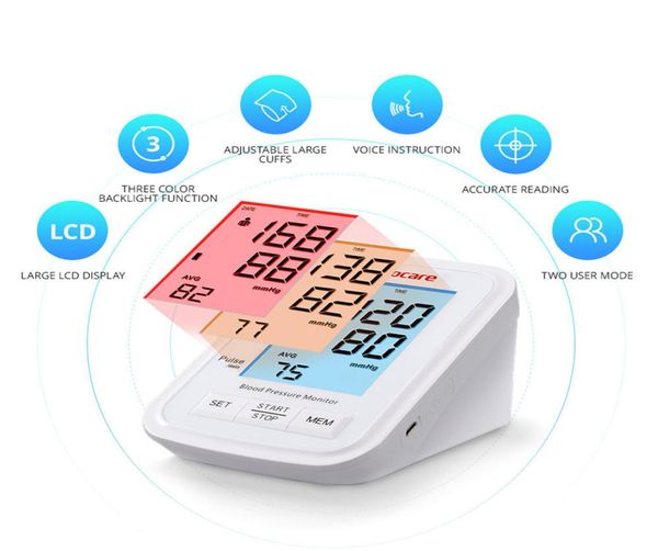 sinocare blood pressure monitor tensiometer upper arm automatic digital bp machine pulse heart rate meter 3 color lcd display6448100
sinocare blood pressure monitor tensiometer upper arm automatic digital bp machine pulse heart rate meter 3 color lcd display6448100