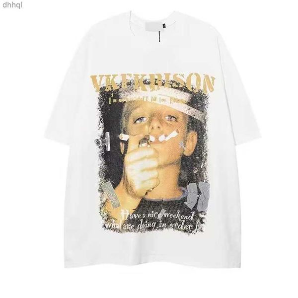 street dark high retro hip hop european and american portrait printed short sleeve t-shirt for men and women oversize loose fashion half sle, White;black
street dark high retro hip hop european and american portrait printed short sleeve t-shirt for men and women oversize loose fashion half sle, White;black