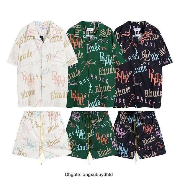 23s trendy brand rhude full print letters casual short sleeved shirt set for men and women high street shirts, White;black
23s trendy brand rhude full print letters casual short sleeved shirt set for men and women high street shirts, White;black