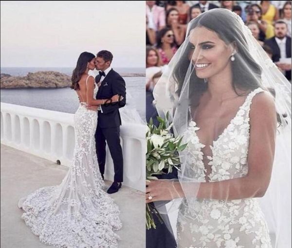 2020 backless mermaid beach wedding dresses deep vneck 3d lace applique sweep trumpet steven khalil garden bridal wedding dr7724086, White
2020 backless mermaid beach wedding dresses deep vneck 3d lace applique sweep trumpet steven khalil garden bridal wedding dr7724086, White