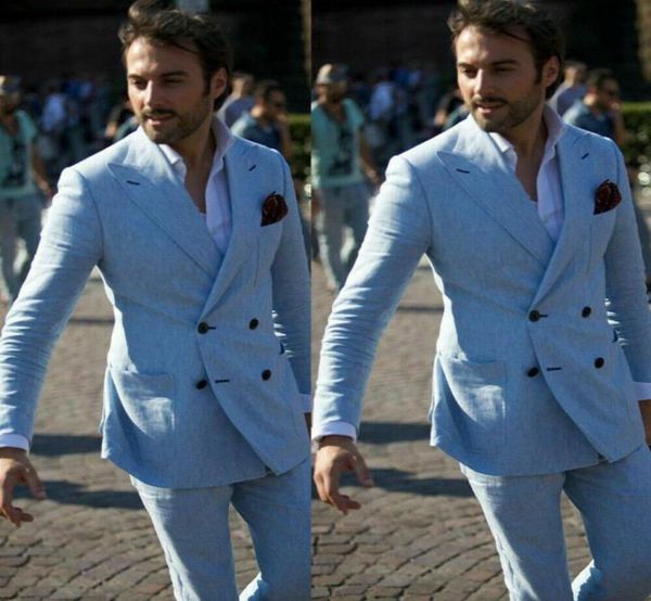 light blue mens suits double breasted groom tuxedos linen wedding suits blazer9297977, Black;gray
light blue mens suits double breasted groom tuxedos linen wedding suits blazer9297977, Black;gray