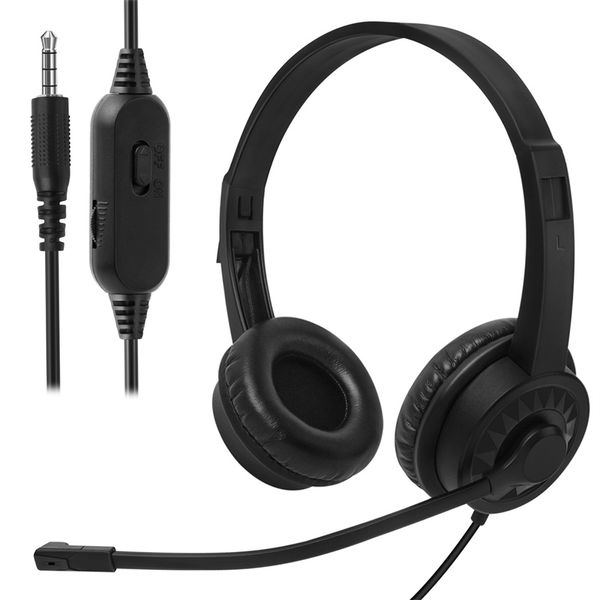 Image of Wired Headphones with Microphone for PC PS4 Xbox Gaming Music Headset Gamer 3.5mm On-Ear Call Centre Traffic Office Headset