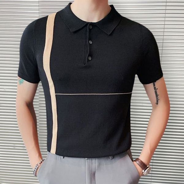 men s polos men lapel stretched polo homme patchwork color slim fit knitted t shirt streetwear fashion spring casual t shirt 3 colour 230629, White;black
men s polos men lapel stretched polo homme patchwork color slim fit knitted t shirt streetwear fashion spring casual t shirt 3 colour 230629, White;black