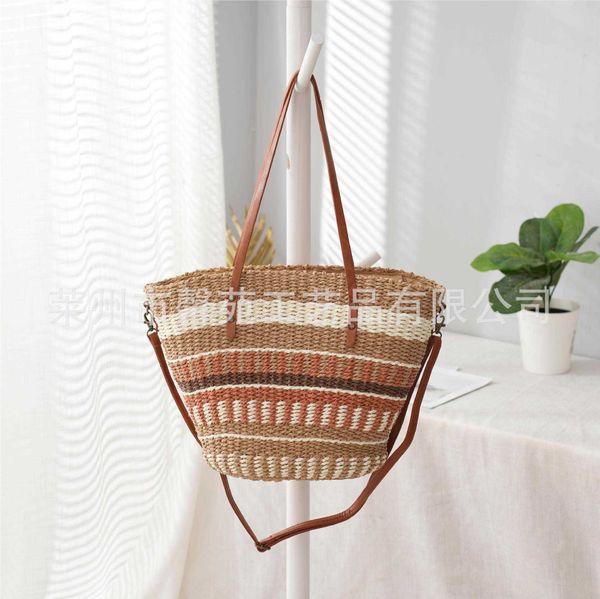 striped wind straw woven bag handbag tote bag woven cabbage basket water bucket bag female skew straddle paper woven bag
striped wind straw woven bag handbag tote bag woven cabbage basket water bucket bag female skew straddle paper woven bag