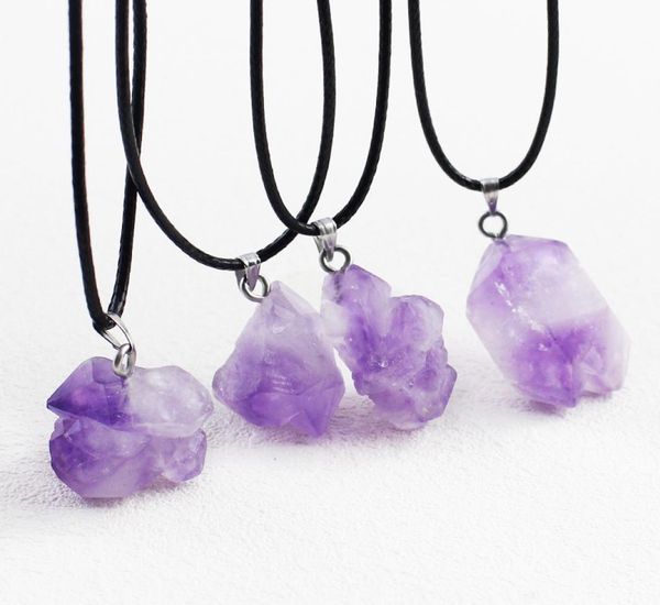 natural amethyst stone necklace irregular pendant leather jewelry handmade for girl2600706, Red;brown
natural amethyst stone necklace irregular pendant leather jewelry handmade for girl2600706, Red;brown