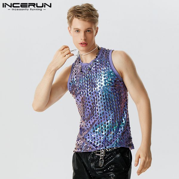 men' tank men tank sparkling o-neck sleeveless streetwear hollow out vests summer fashion party men clothing -5xl incerun 230628, White;black
men' tank men tank sparkling o-neck sleeveless streetwear hollow out vests summer fashion party men clothing -5xl incerun 230628, White;black