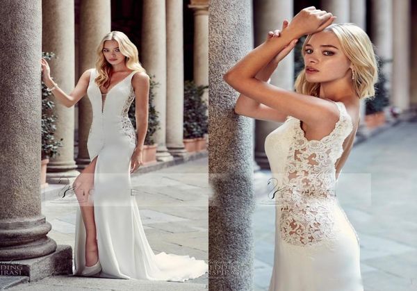 modern sheath slim greek wedding dresses deep v neck boho front split beaded bridal gowns custom 20182080307, White
modern sheath slim greek wedding dresses deep v neck boho front split beaded bridal gowns custom 20182080307, White