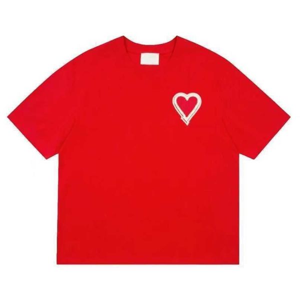 

designers amis paris t-shirt spring classic heart solid color big love round neck short sleeve tees for men and women c3llp3pl, White;black