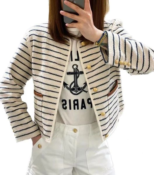 new women's jackets for autumn and winter premium navy blue stripe hunting gold button jacket coat, Black;brown
new women's jackets for autumn and winter premium navy blue stripe hunting gold button jacket coat, Black;brown