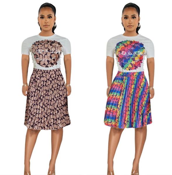 women's casual dress 2023 summer new fashion casual printed pleated skirt women's set designer brand dress, White
women's casual dress 2023 summer new fashion casual printed pleated skirt women's set designer brand dress, White