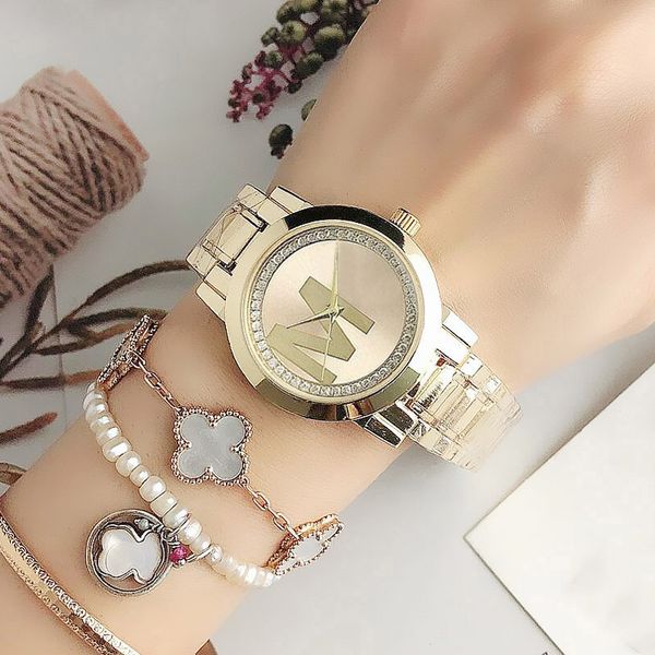 watch women's watches crystal big letters style metal steel band quartz-battery wristwatches, Slivery;brown
watch women's watches crystal big letters style metal steel band quartz-battery wristwatches, Slivery;brown