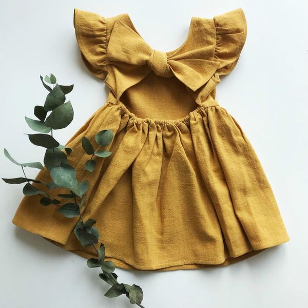 16191 summer baby girls cotton linen dress fly sleeve backless bowknot princess skirt children casual dresses, Red;yellow
16191 summer baby girls cotton linen dress fly sleeve backless bowknot princess skirt children casual dresses, Red;yellow