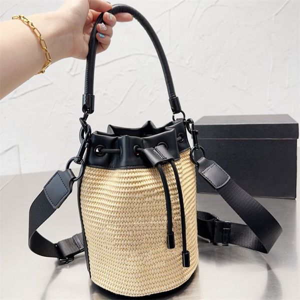 Highqualitypopular Shoulder Bags S Shopping Bags Classic Straw Weaving Ladies Purses with Linen Leather Designer Woman Bucket Bags, Black
Highqualitypopular Shoulder Bags S Shopping Bags Classic Straw Weaving Ladies Purses with Linen Leather Designer Woman Bucket Bags, Black