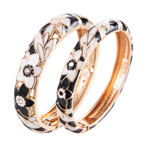 bangle for women double enamel set cloisonne womens jewelry accessories indian style dubai trendy metal bracelet on hand 230627, Black