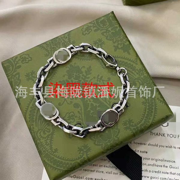 sterling silver double made old men's and women's daisy carved green enamel family bracelet, Black
sterling silver double made old men's and women's daisy carved green enamel family bracelet, Black