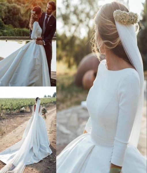 graceful boho country wedding dresses jewel neck 34 long sleeve backless covered button bridal dress glamorous ball gown long wed8700687, White 
graceful boho country wedding dresses jewel neck 34 long sleeve backless covered button bridal dress glamorous ball gown long wed8700687, White