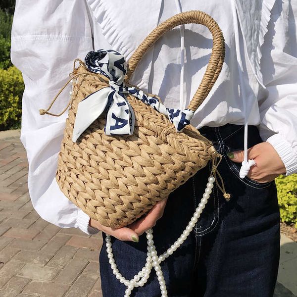 pearl chain bag summer new fashion straw woven bag ins portable water bucket crossbody bag
pearl chain bag summer new fashion straw woven bag ins portable water bucket crossbody bag