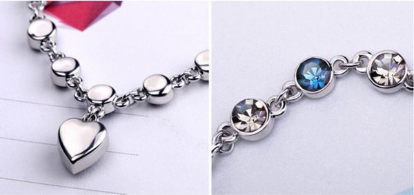 dhl stylish ocean heart heart-shaped bracelet with diamond women's austrian crystal jewelry silver alloy bracelet selected lovers gifts, Golden;silver
dhl stylish ocean heart heart-shaped bracelet with diamond women's austrian crystal jewelry silver alloy bracelet selected lovers gifts, Golden;silver