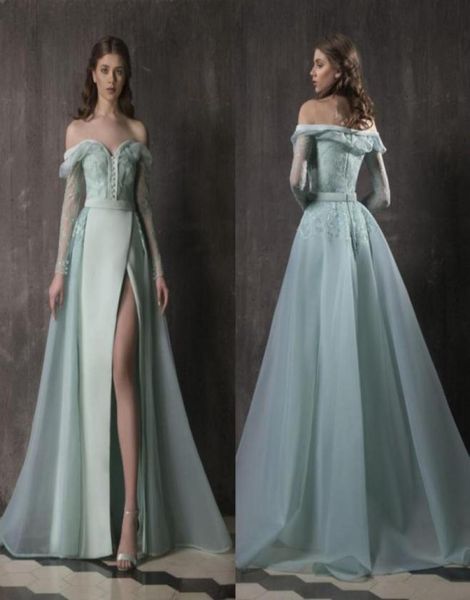 sage long sleeves lace prom dresses off the shoulder overskirt side split formal dress a line floor length organza evening gowns7326743, Black
sage long sleeves lace prom dresses off the shoulder overskirt side split formal dress a line floor length organza evening gowns7326743, Black